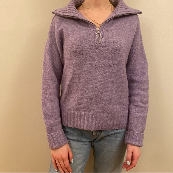 Lavender quarter zip sweater - Picture 2 of 7